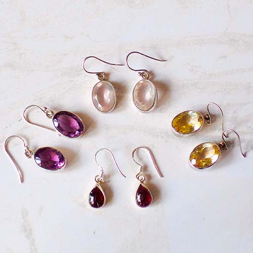 Aros Piedra Natural Plata Fina